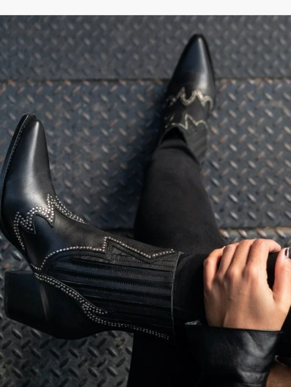 Thursday Boot Company Black Western Studded Ankle Boots